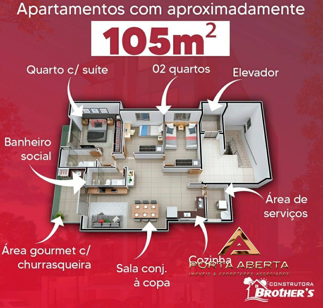 Apartamento à venda com 3 quartos, 105m² - Foto 3